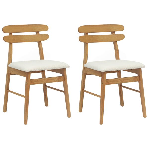 vidaXL Dining Chair 2 pcs Natural and Light Solid Rubber Wood