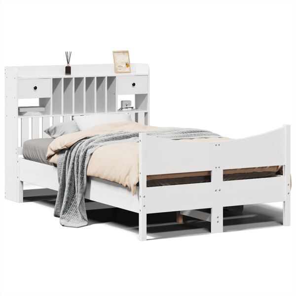 vidaXL Bed Frame without Mattress White 135x190 cm Double Solid Wood Pine
