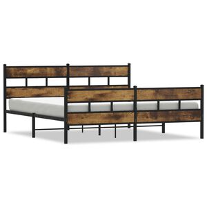 vidaXL Metal Bed Frame without Mattress Smoked Oak 183x213 cm