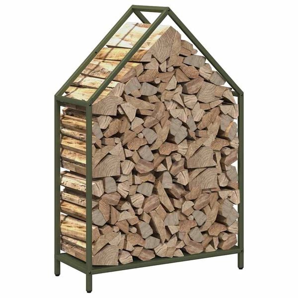 vidaXL Firewood Rack Olive Green 60x25x90 cm Cold-rolled steel
