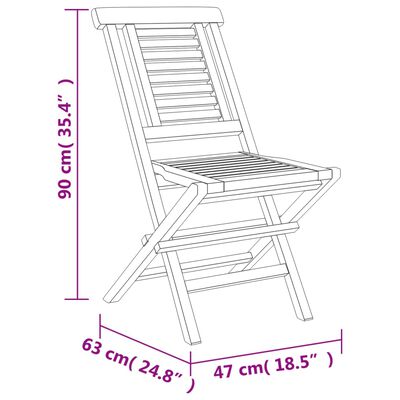 vidaXL Folding Garden Chairs 6 pcs 47x63x90 cm Solid Wood Teak