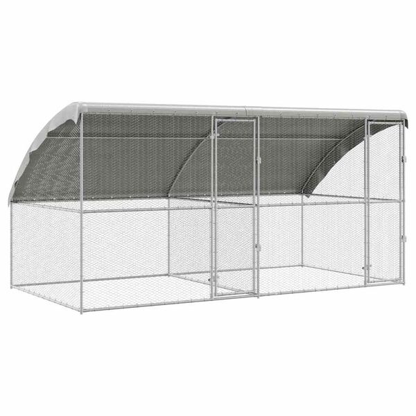 vidaXL Chicken Cage Silver 400 x 200 x 198.5 cm Galvanised Steel