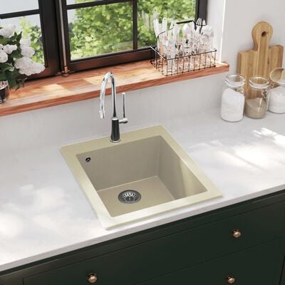 vidaXL Granite Kitchen Sink Single Basin Beige