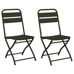 vidaXL Garden Folding Chair 2 pcs Green Powder-Coated Steel