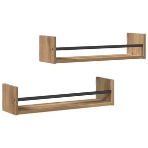 vidaXL Wall Shelf Wall-mounted 2 pcs Artisan Oak 60 x 16 x 14 cm