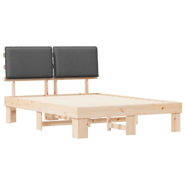 vidaXL Bed Frame with Upholstered Headboard Dark Grey 150 x 200 cm