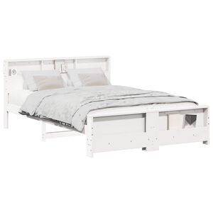 vidaXL Bed Frame with Headboard White 160 x 200 cm Engineered Wood
