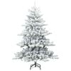 vidaXL Artificial Hinged Christmas Tree Snow Flocked White 150 cm