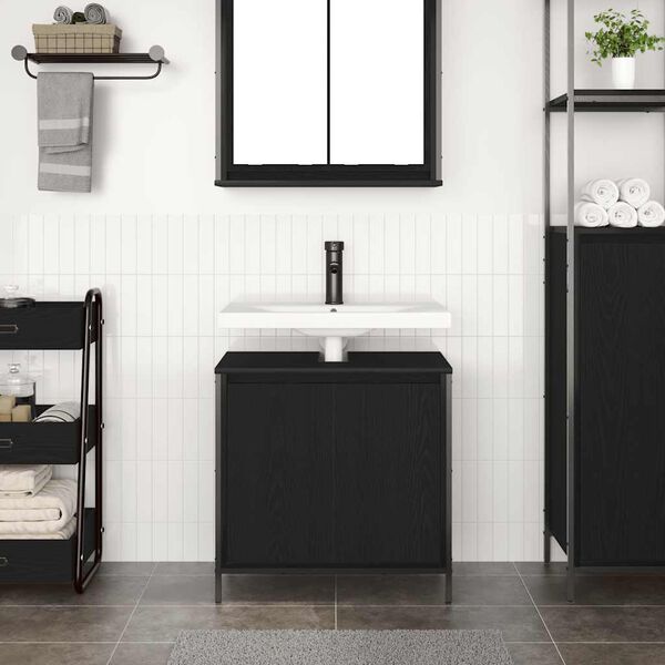 vidaXL Bathroom Basin Cabinet Black 60x34.5x60 cm