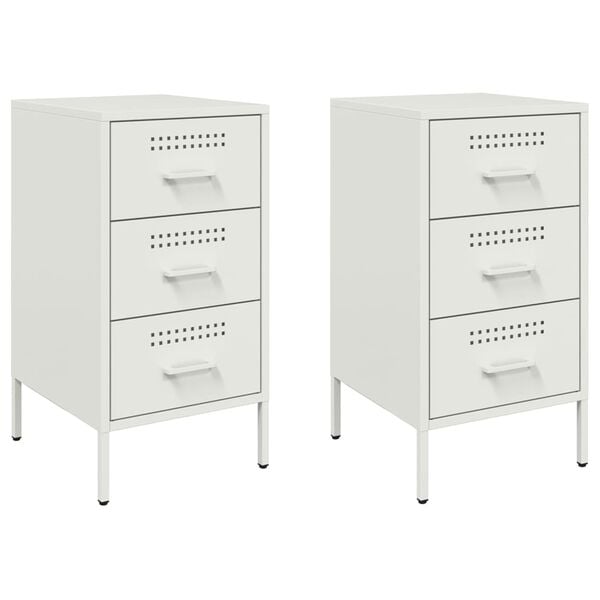 vidaXL Bedside Cabinets 2 pcs White 36x39x68 cm Steel