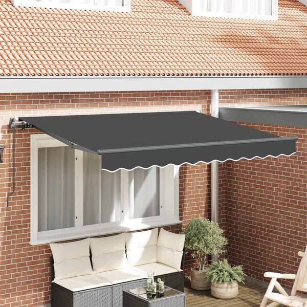 vidaXL Retractable Awning Manual Anthracite 250 x 200 cm Fabric