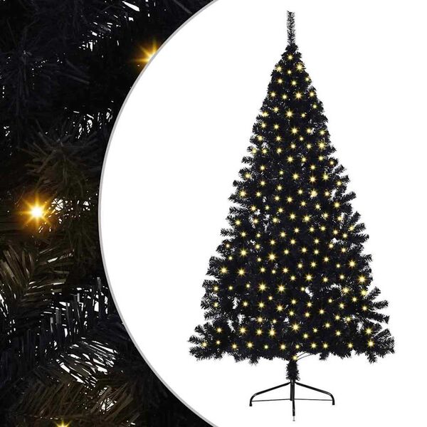 vidaXL Artificial Pre-lit Christmas Tree Black 240 cm PVC