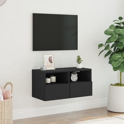 vidaXL TV Wall Cabinet Black 60x30x30 cm Engineered Wood