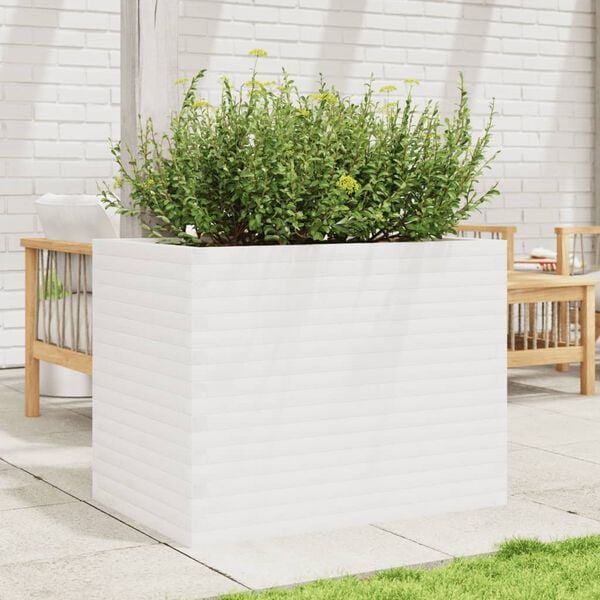 vidaXL Garden Planter White 90x60x68.5 cm Solid Wood Pine