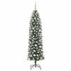vidaXL Artificial Slim Christmas Tree Green and White 180 cm