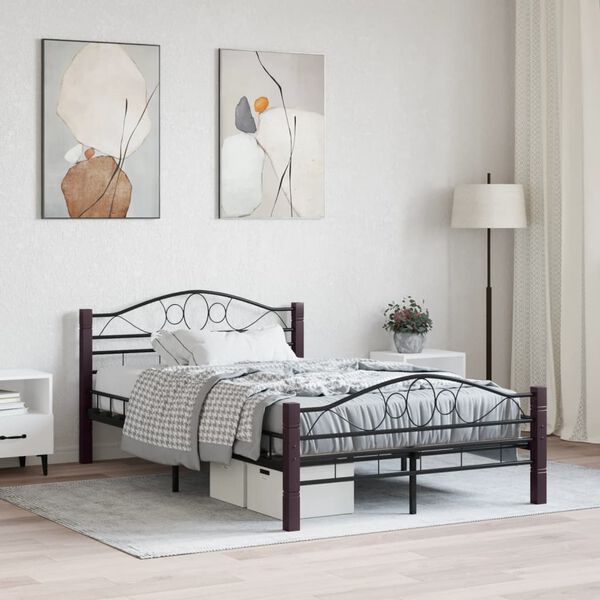 vidaXL Bed Frame without Mattress Black Metal 120x200 cm