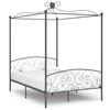 vidaXL Canopy Bed Frame without Mattress Grey Metal 140x200 cm