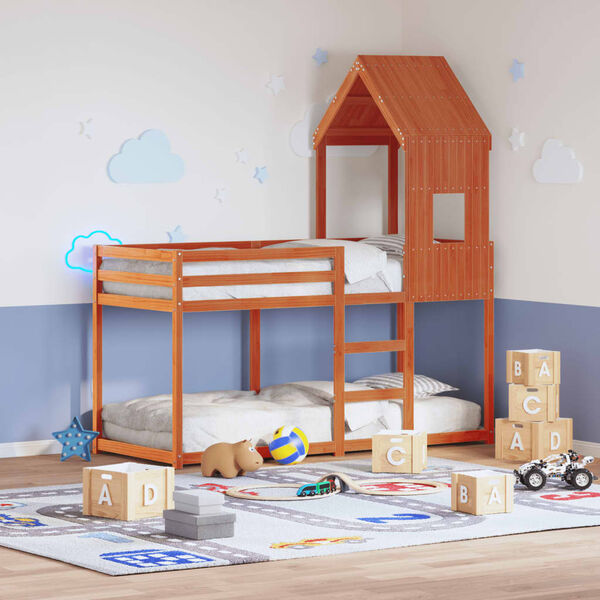 vidaXL Kids' Bed Roof Wax Brown 60x89x134.5 cm Solid Wood Pine