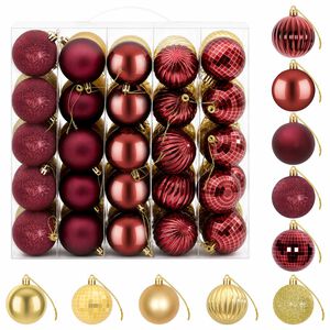 vidaXL Christmas Ball Set 75 pcs Gold and Wine Red 6 cm Polystyrene
