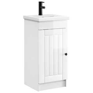 vidaXL Bathroom Vanity with Sink High Gloss White 42 x 40 x 84.5 cm