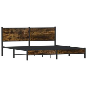vidaXL Metal Bed Frame without Mattress Smoked Oak 180x200 cm Super King