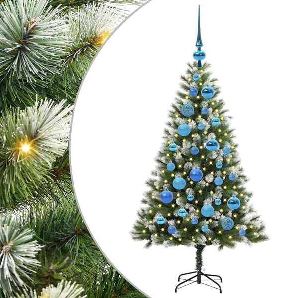 vidaXL Artificial Hinged Christmas Tree with Flocked Snow 120 cm