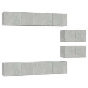 vidaXL 6 Piece TV Cabinet Set Concrete Grey Engineered Wood