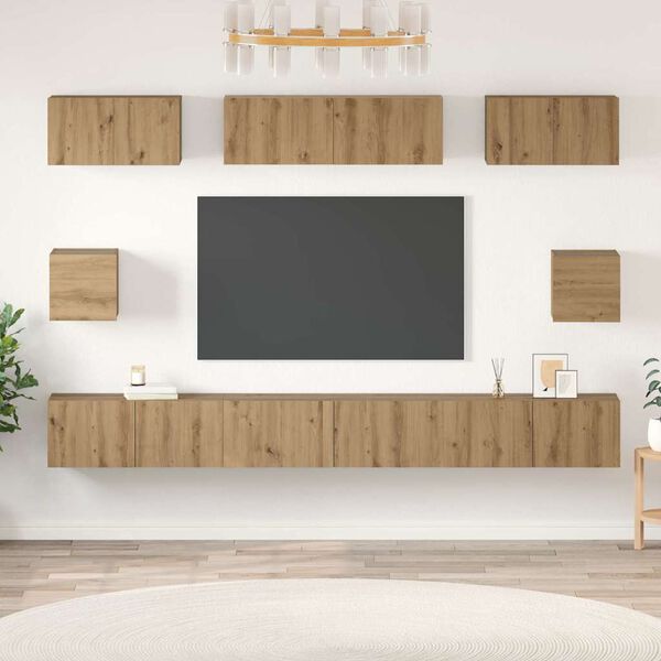 vidaXL TV Cabinet Set Wall-mounted 8 pcs Artisan Oak Engineered Wood