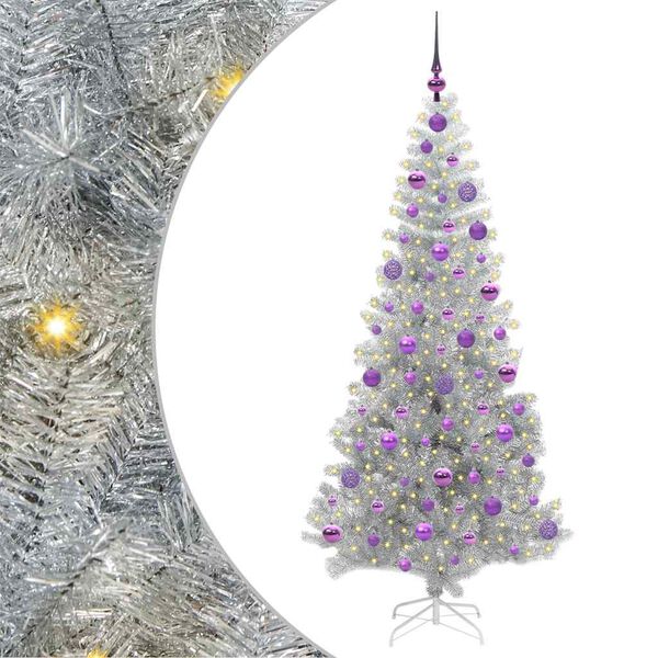 vidaXL Christmas Tree with 300 LEDs with Stand Silver 180 cm PET