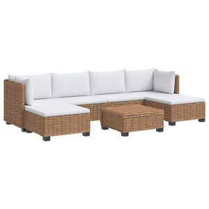 vidaXL 7 pcs Rattan Lounge Set with Cushions GENDT Natural Rattan
