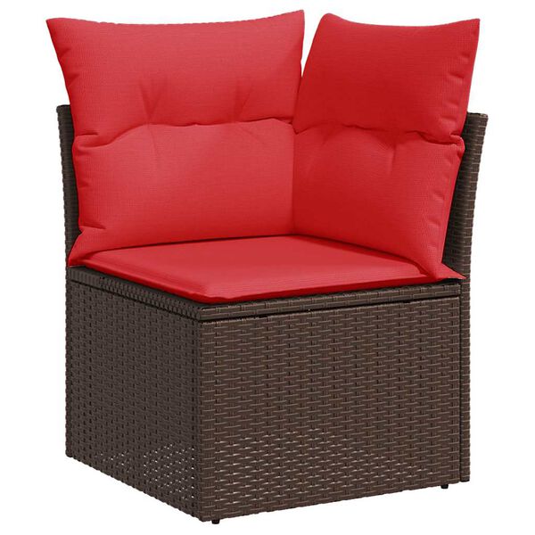 vidaXL 8 Piece Garden Sofa Set with Cushions Brown Poly Rattan