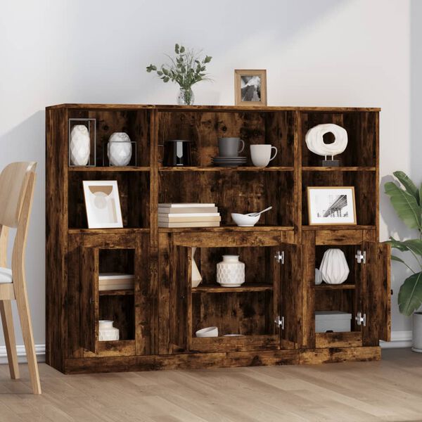 vidaXL Highboards 3 pcs Smoked Oak Engineered Wood
