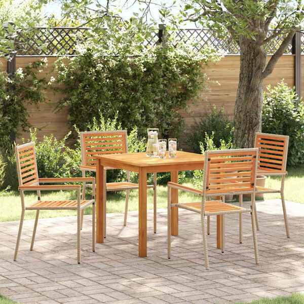 vidaXL Garden Dining Set 5 pcs Beige Poly rattan