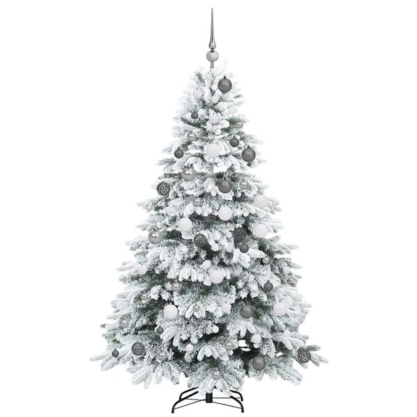 vidaXL Artificial Christmas Tree with 300 LEDs White 180 cm PE and PVC