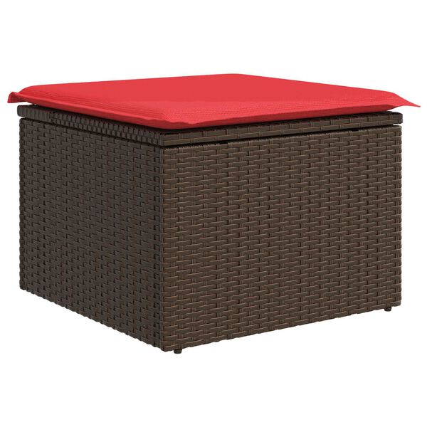 vidaXL Garden Stool Brown 55 x 55 x 37cm Poly Rattan