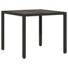 vidaXL Garden Table with Glass Top Black 90x90x75 cm Poly Rattan