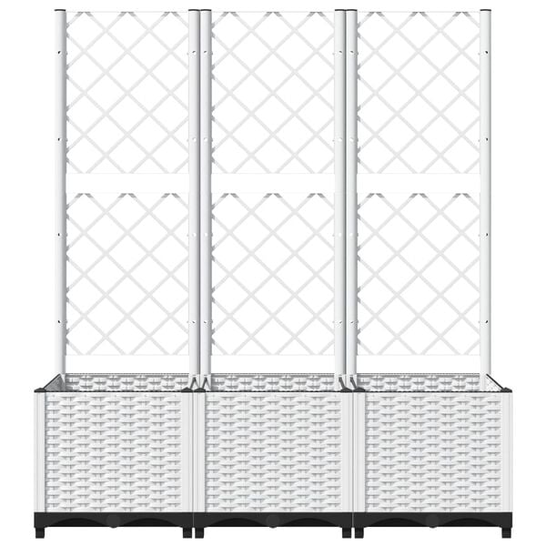 vidaXL Garden Planter with Trellis White 120x40x136 cm PP