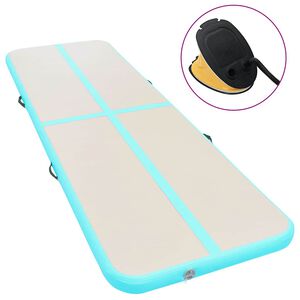 vidaXL Inflatable Gymnastics Mat with Pump 300x100x10 cm PVC Green