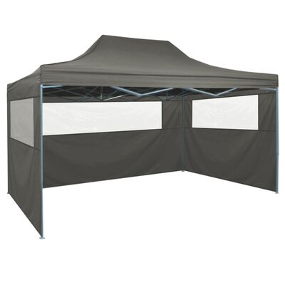 vidaXL Foldable Tent with 3 Walls 3x4.5 m Anthracite