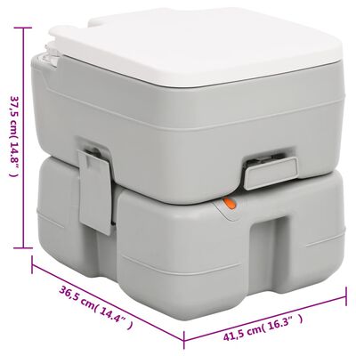 vidaXL Portable Camping Toilet Grey and White 15+10 L HDPE