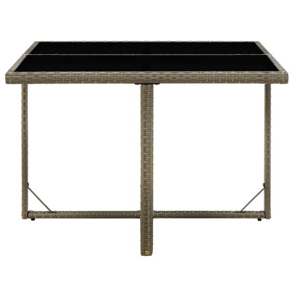 vidaXL Garden Table Grey 109x107x74 cm Poly Rattan and Glass