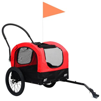 vidaXL 2-in-1 Pet Bike Trailer & Jogging Stroller Red and Black