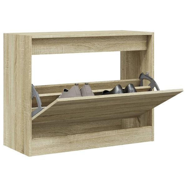vidaXL Shoe Cabinet Sonoma Oak 80x34x63 cm Engineered Wood