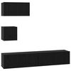 vidaXL TV Cabinet Set Wall-mounted 4 pcs Black Oak Engineered Wood