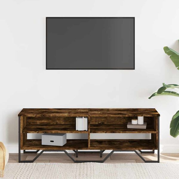 vidaXL TV Cabinet Smoked Oak 122x34x41 cm Engineered Wood