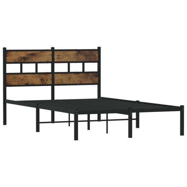 vidaXL Metal Bed Frame without Mattress Smoked Oak 120x190 cm Small Double
