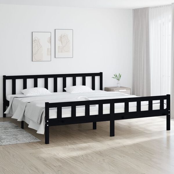 vidaXL Bed Frame without Mattress Black Solid Wood 160x200 cm