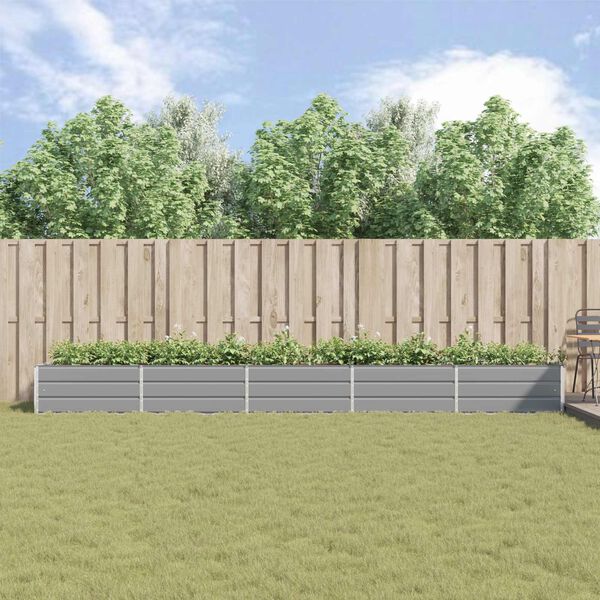 vidaXL Planter Light Grey 480 x 100 x 45 cm Galvanised Steel