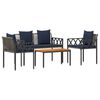 vidaXL Outdoor Furniture Set 4 pcs Grey and Navy Blue Poly Rattan