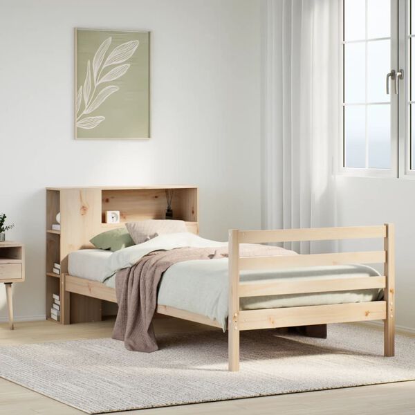 vidaXL Bookcase Bed without Mattress 75x190 cm Small Single Solid Wood Pine